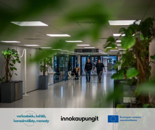 LUT käytävä kuvituskuvana ja logot